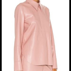 Nanushka - Vegan faux leather light pink shirt